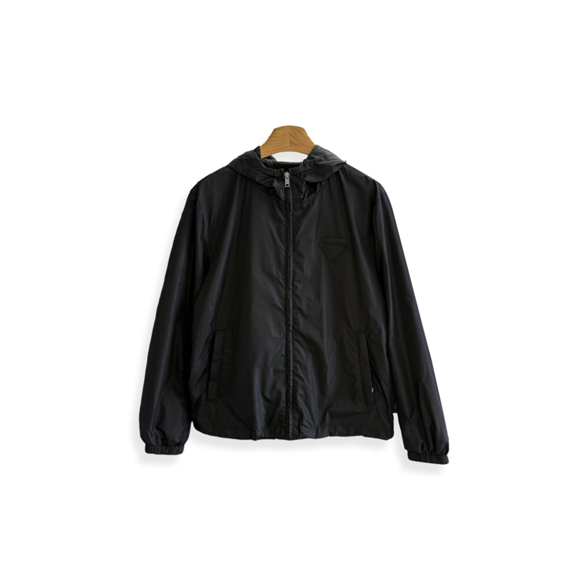 PRADA MEN'S BLACK SILK HOODED JACKET SGC913